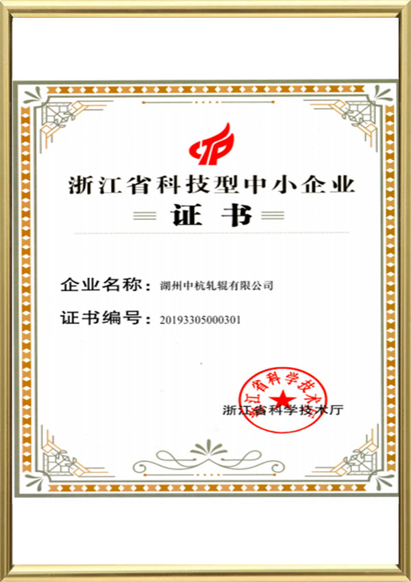 Certificado de pequeña y mediana empresa de ciencia y tecnología de la provincia de Zhejiang